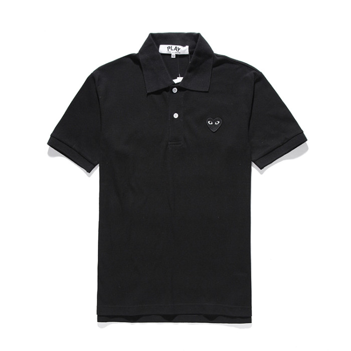 1:1 quality version Classic black heart embroidered polo shirt 3 colors