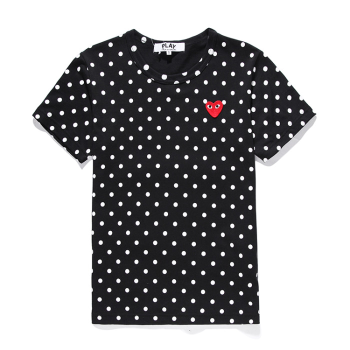 1:1 quality version Little Red Heart Polka Dot Embroidery Tee 2 Colors