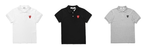 1:1 quality version Overlapping hearts embroidered polo shirt 3 colors