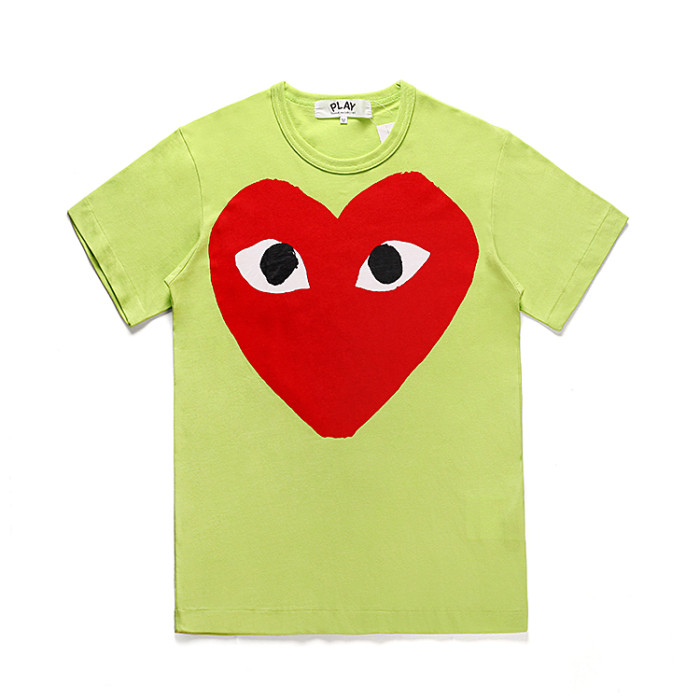 1:1 quality version Three-color printed short sleeve with big red heart  3 colors T-shirt