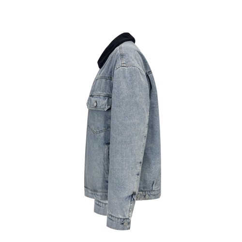 1:1 quality version Steel printed reversible denim tweed jacket