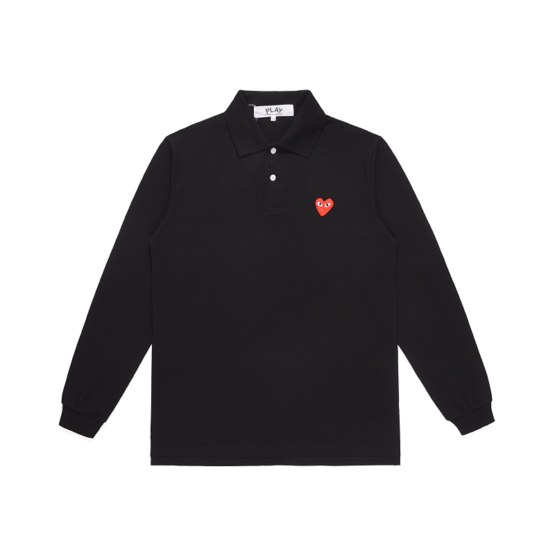 1:1 quality version classic red heart long sleeve embroidered polo shirt 3 colors