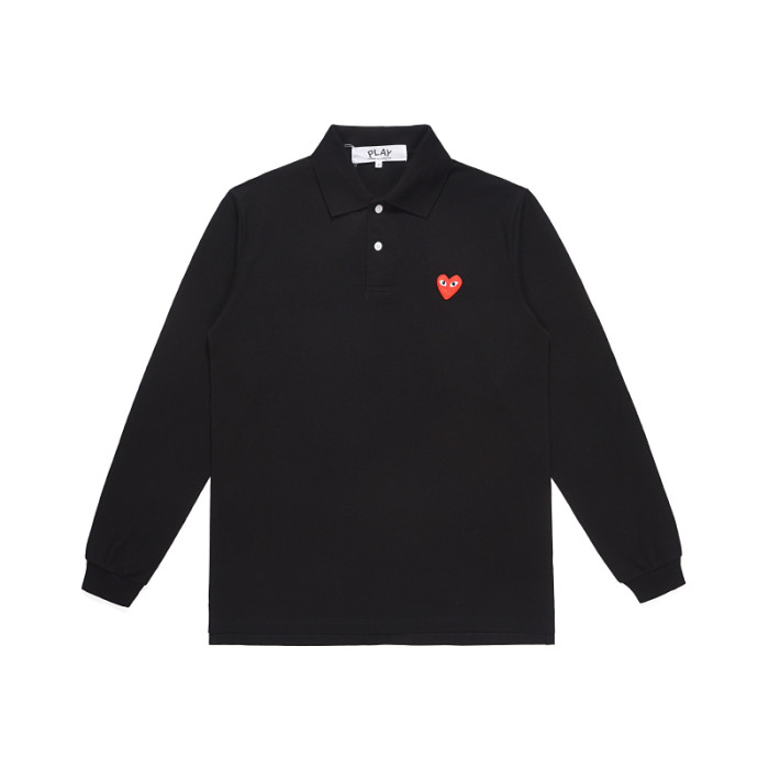 1:1 quality version Classic Red Heart Long Sleeve Embroidered Polo Shirt 3 Colors