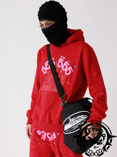 Young Thug Sp5der-Pink digital red hoodie