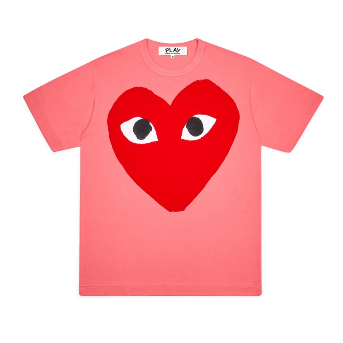 1:1 quality version Three-color printed short sleeve with big red heart  3 colors T-shirt