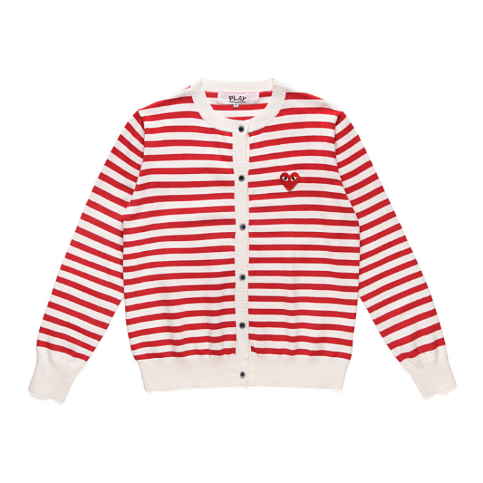 1:1 quality version Striped Red Heart Cardigan Sweater 2 Colors for girls