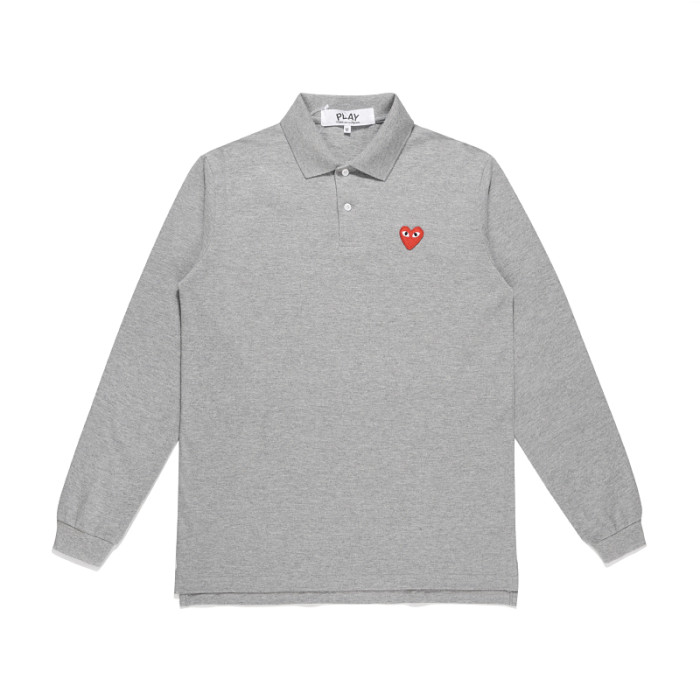 1:1 quality version Classic Red Heart Long Sleeve Embroidered Polo Shirt 3 Colors