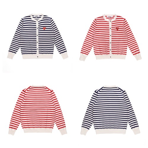 1:1 quality version Striped Red Heart Cardigan Sweater 2 Colors for girls