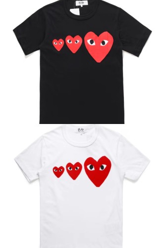 1:1 quality version  Triple Heart Casual Printed T-shirt 2colors
