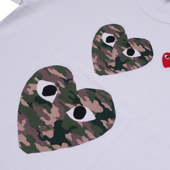1:1 quality version Camouflage Double Heart Embroidered Tee 2 Styles