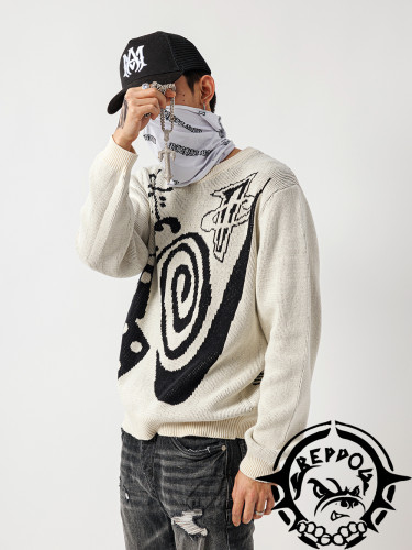 1:1 quality version  Childish Black Eight Breathable Embroidered Knit Sweater