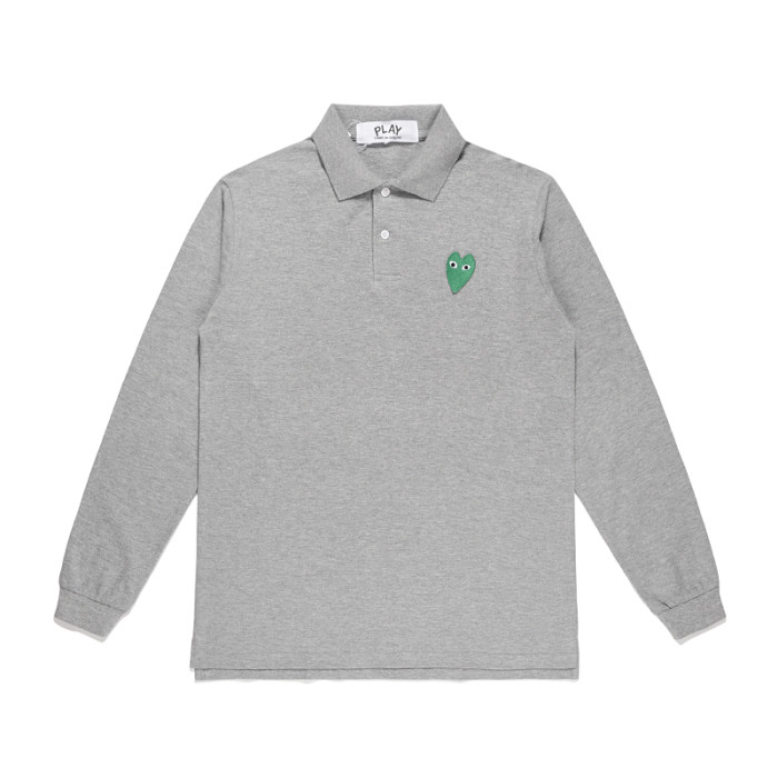 1:1 quality version Classic Green Heart Long Sleeve Embroidered Polo Shirt 3 Colors