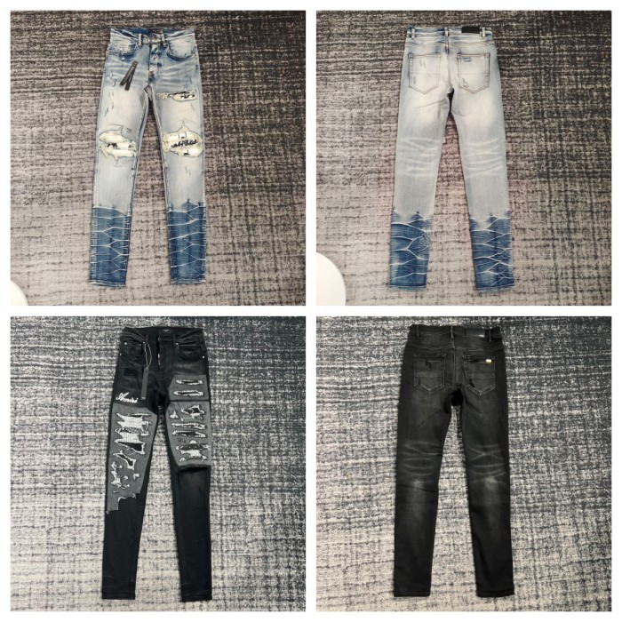 1:1 quality version Patched Alphabet Jeans 2 colors