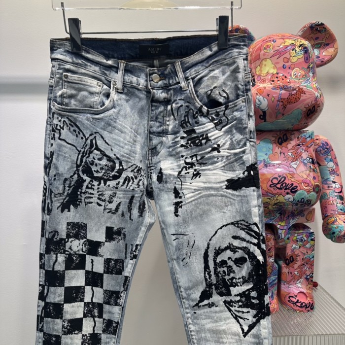 1:1 quality version Skull Checkerboard Jeans
