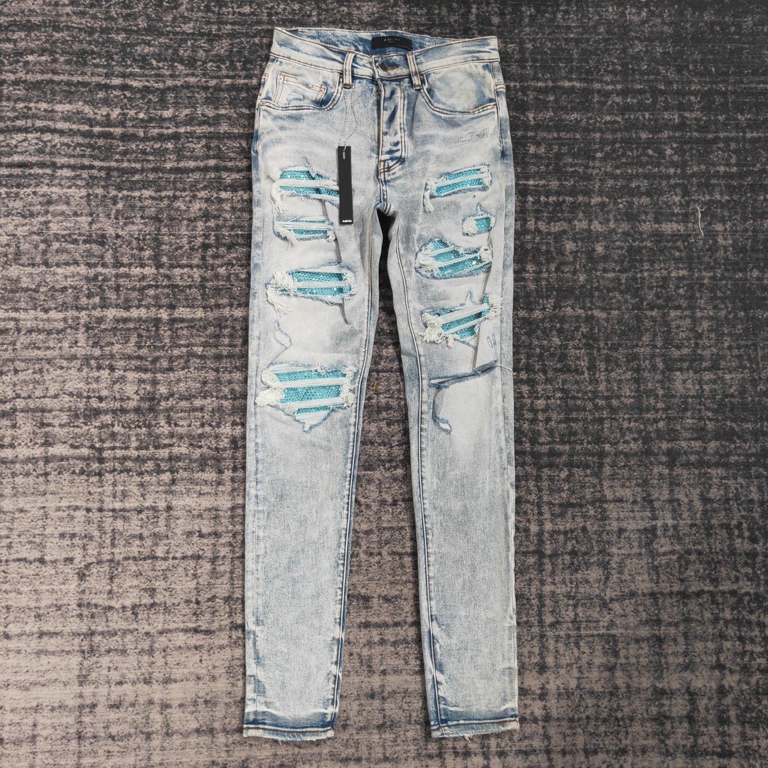 US$ 127.42 - 1:1 quality version Rhinestone ripped jeans - www.repdog.cn