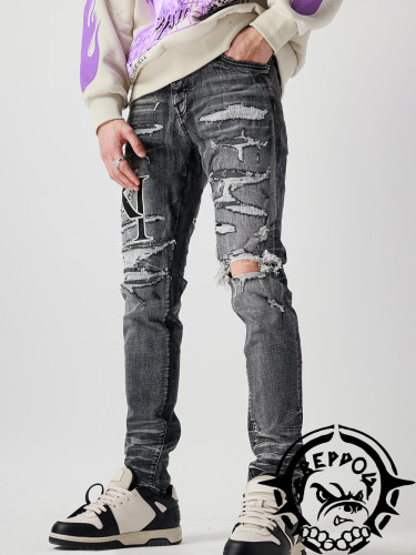 1:1 quality version Ripped patch jeans