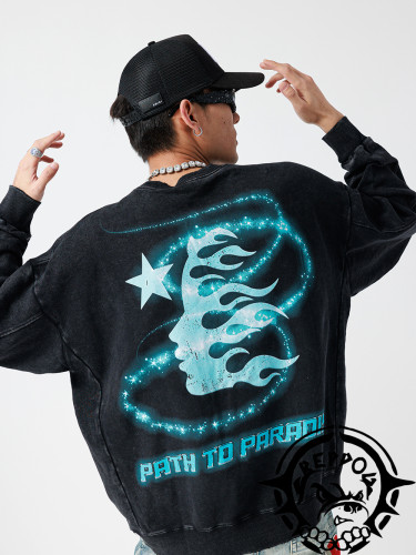 Outer Space Print Crew Neck Sweatshirt