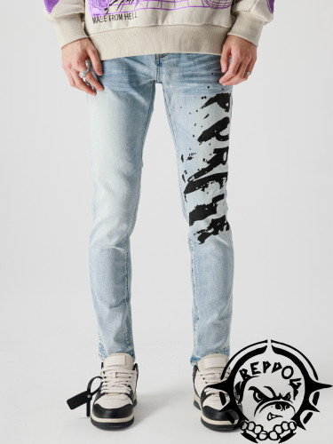 1:1 quality version Inked English Print Jeans