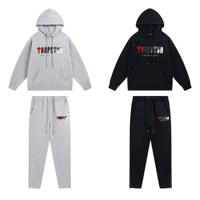 Gradient Letter Towel Embroidered Hooded Sweatpants 2 colors