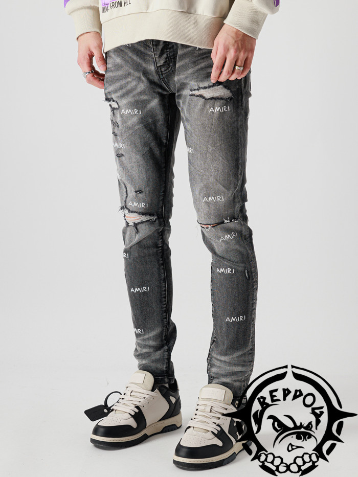 1:1 quality version Sporadic Embroidered Logo Jeans 2 colors