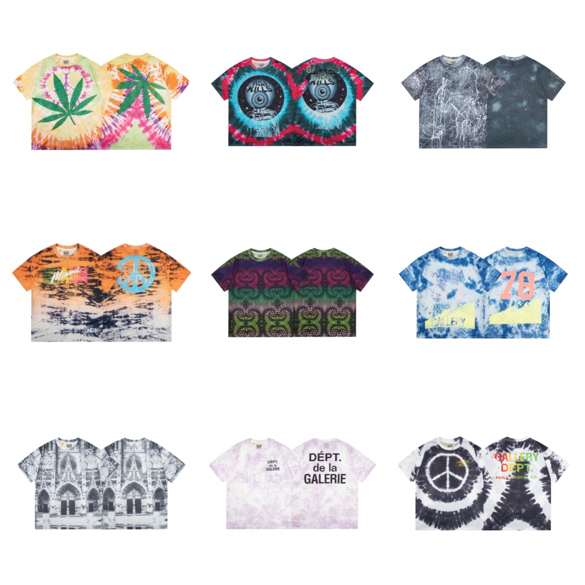 vintage washed colorful letter tie-dye short sleeve tee 15 colors