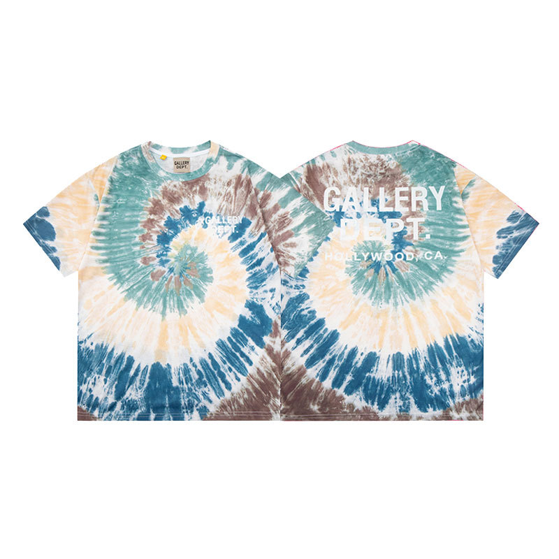 vintage washed colorful letter tie-dye short sleeve tee 15 colors