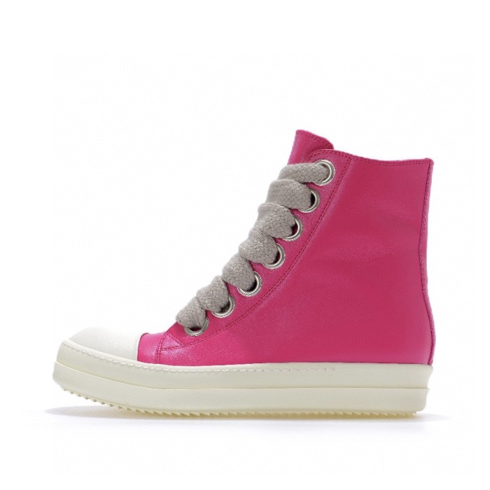 1:1 quality version Red pink thick lace zippered high top shoes