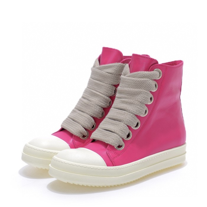 1:1 quality version Red pink thick lace zippered high top shoes