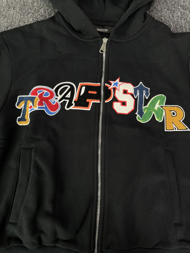 1:1 quality version Colorful Towel Embroidery Zipper Hoodie