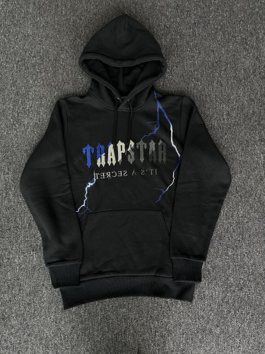 1:1 quality version Blue and White Towel Embroidered Lightning Casual Hoodie