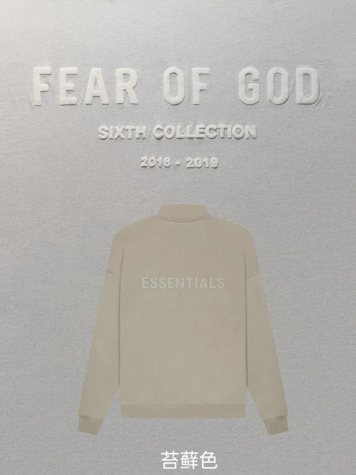 [buy more save more]1:1 quality version fear of god essentials 21fw mockneck half zip crewneck 5 colors