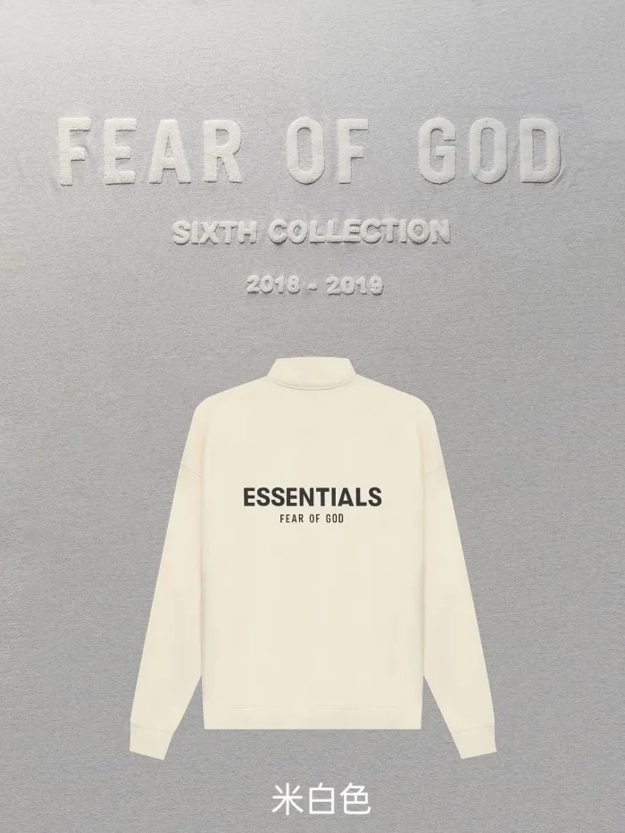 [buy more save more]1:1 quality version fear of god essentials 21fw mockneck half zip crewneck 5 colors