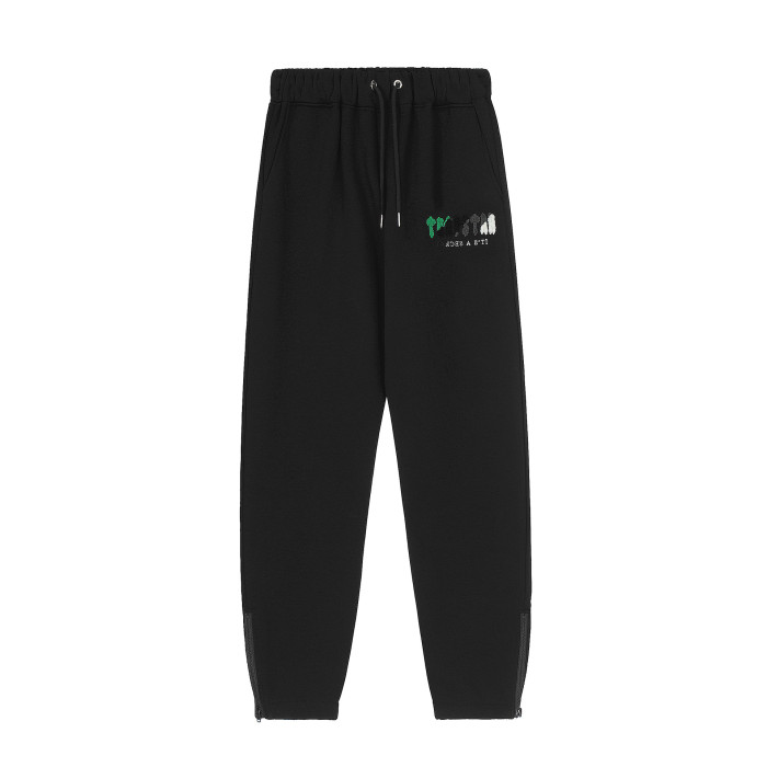 Green and Black Gradient Letter Towel Embroidered Sweatpants