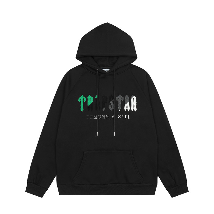 Green and Black Gradient Letter Towel Embroidered Hoodie 2 colors