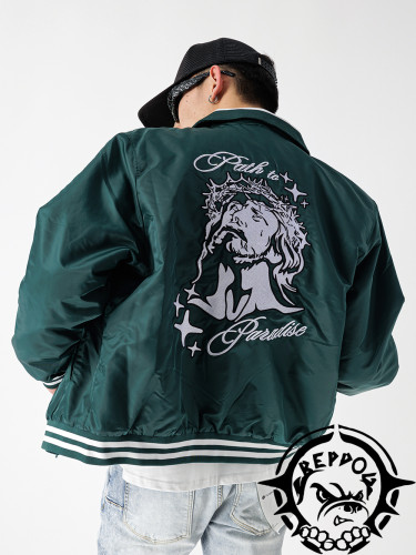 1:1 quality version Embroidered Jesus Head Tilted Up in Contemplation Jacket 2 colors