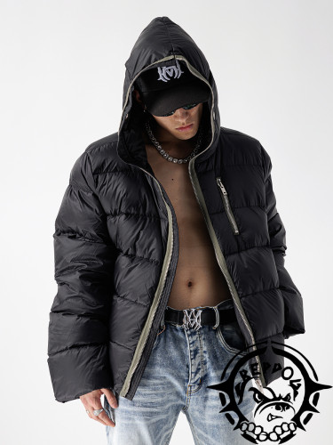 Personalized eyelet porous hooded down jacket 2 colors