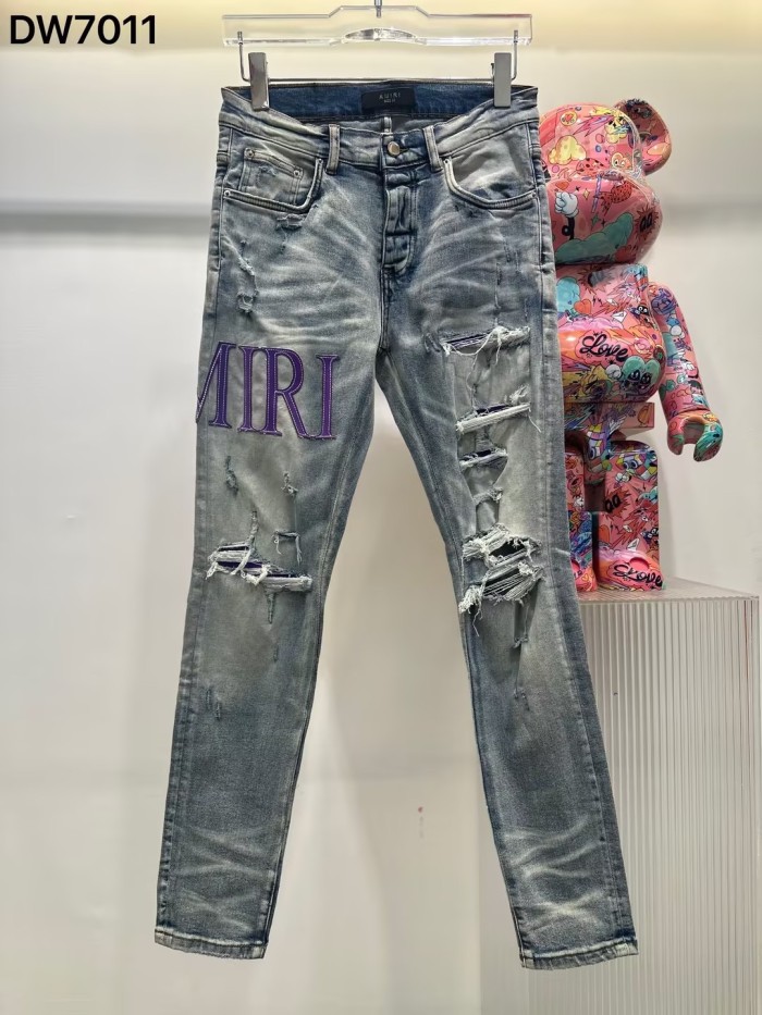 1:1 quality version Ripped Line Alphabet Jeans