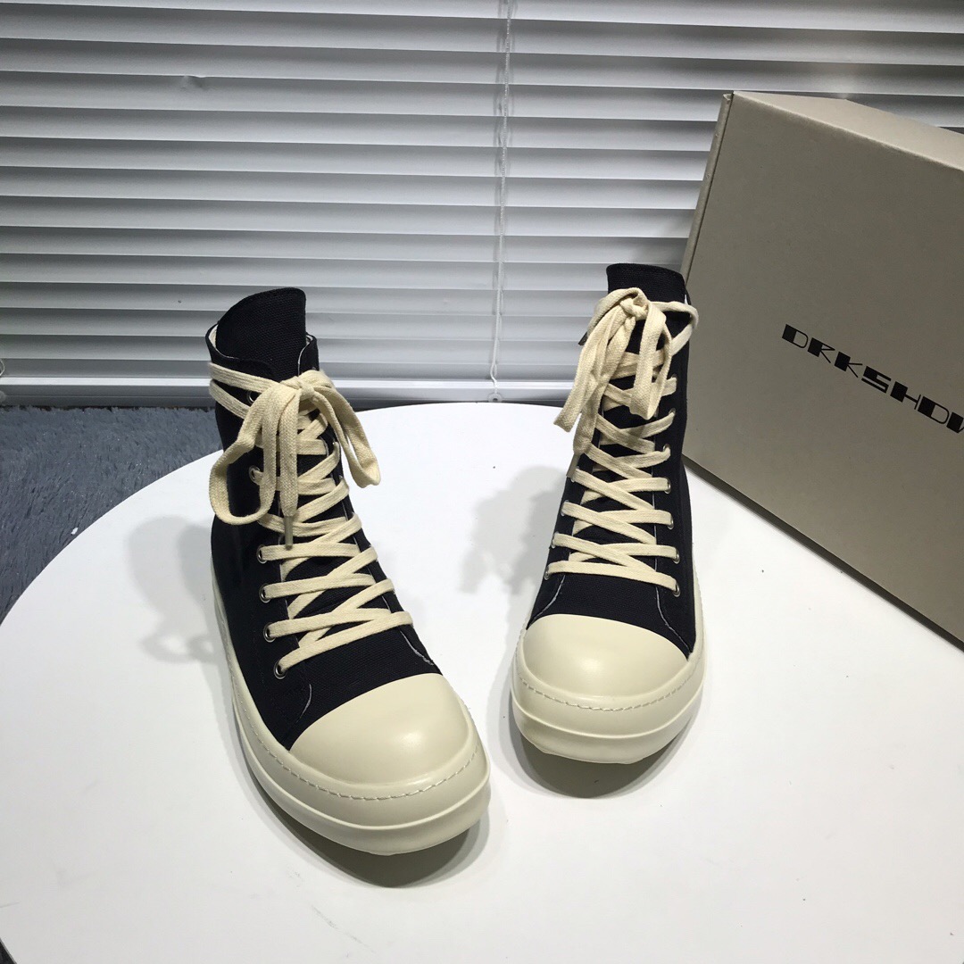 [buy more save more]rick 0wens canvas hi sneaker shoes zipper black and white