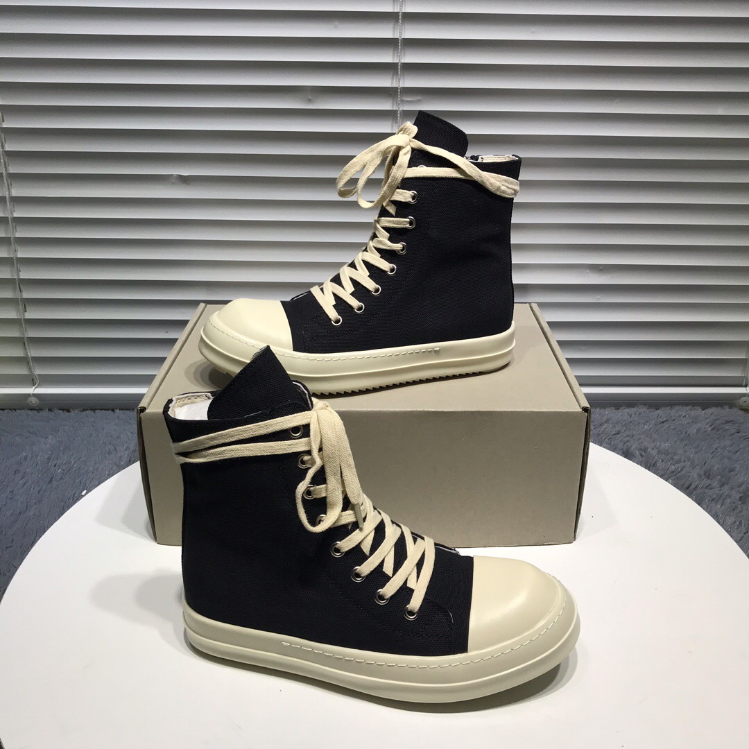 [buy more save more]rick 0wens canvas hi sneaker shoes zipper black and white