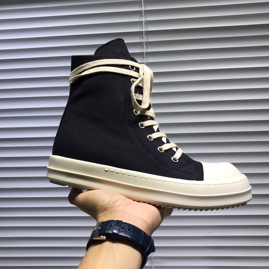 [buy more save more]rick 0wens canvas hi sneaker shoes zipper black and white