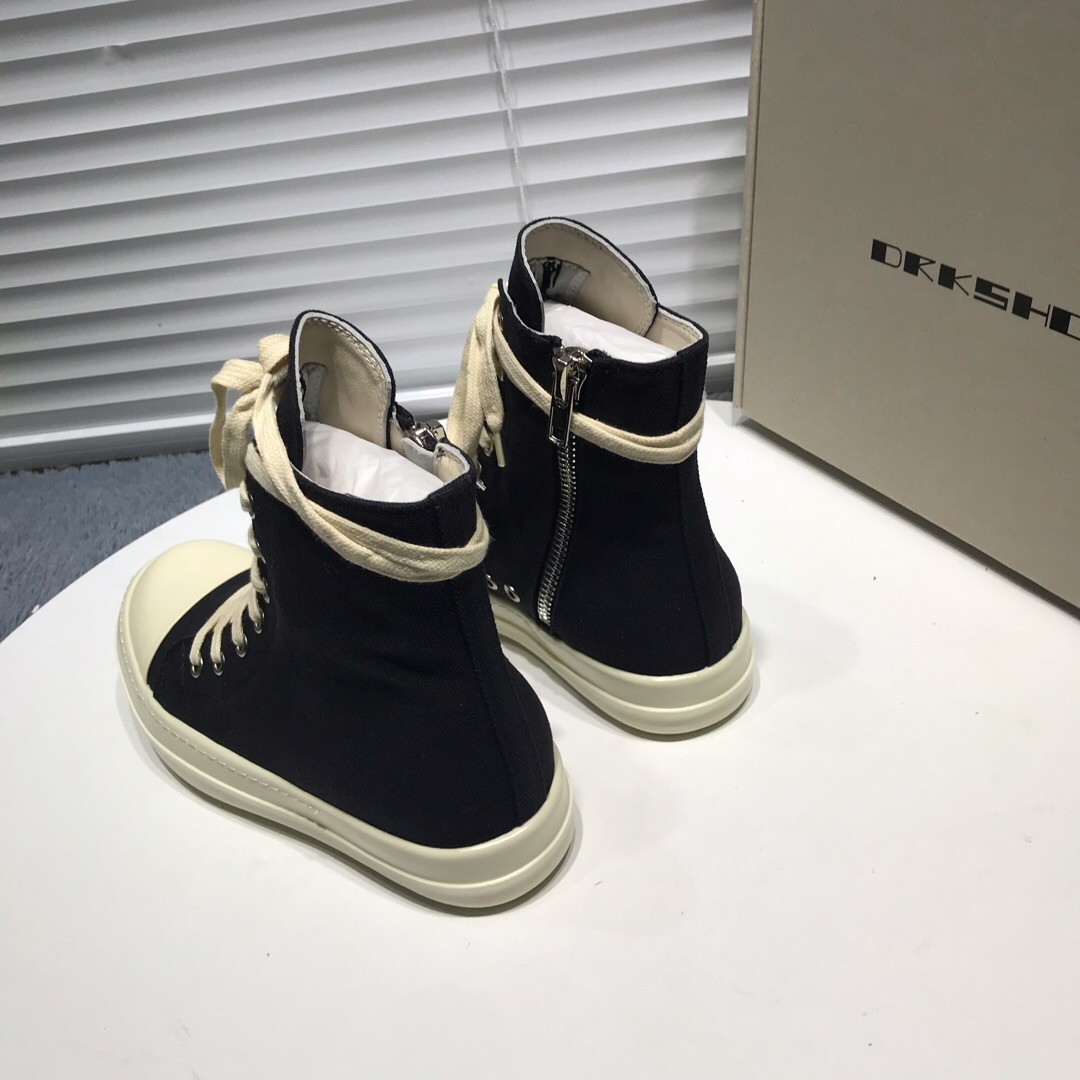[buy more save more]rick 0wens canvas hi sneaker shoes zipper black and white