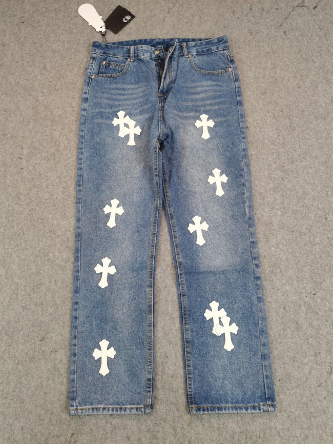 [buy more save more]White leather label blue jeans