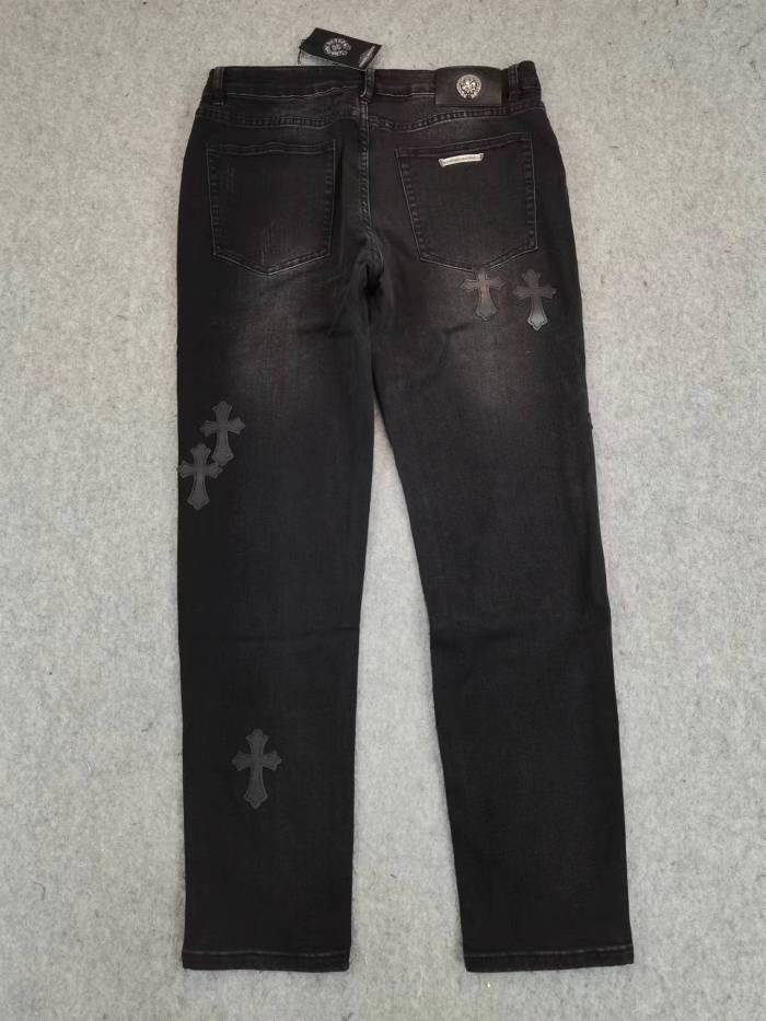 [buy more save more]Black leather label jeans