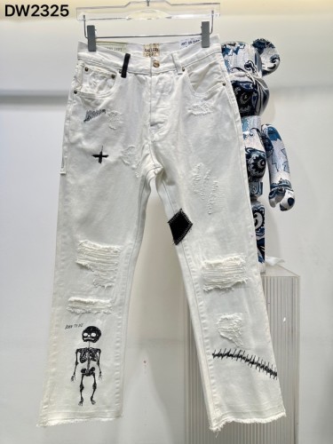 1:1 quality version Little Skull Pure White Ripped Jeans