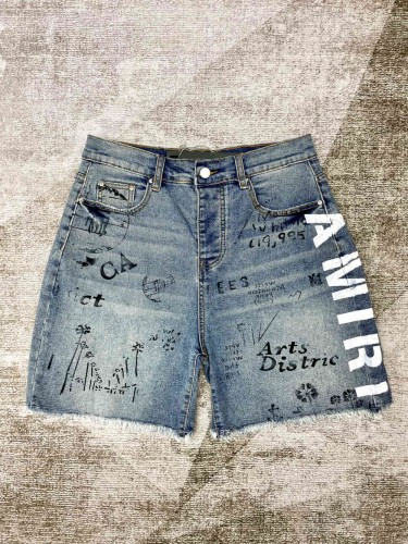 Graffiti Letter Print Denim Shorts