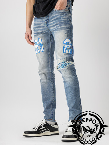 1:1 quality version Coconut Alphanumeric Patch Jeans