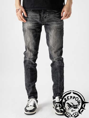 1:1 quality version Dark and light grain washed black jeans