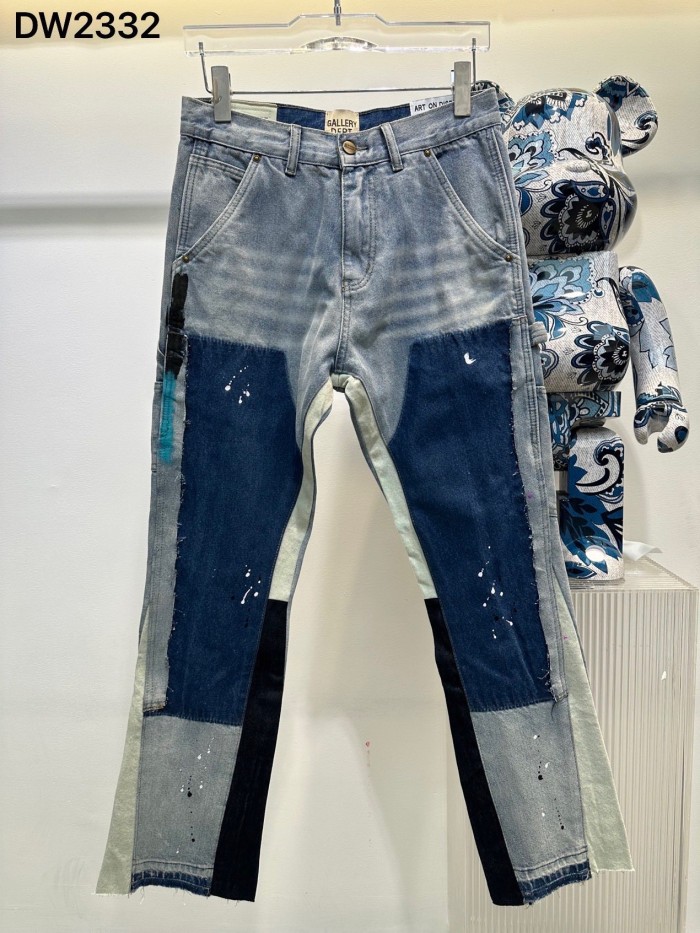 1:1 quality version Shades of Blue and White Printed Patchwork Jeans