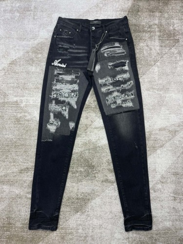 1:1 quality version Jeans with messy thread embroidery