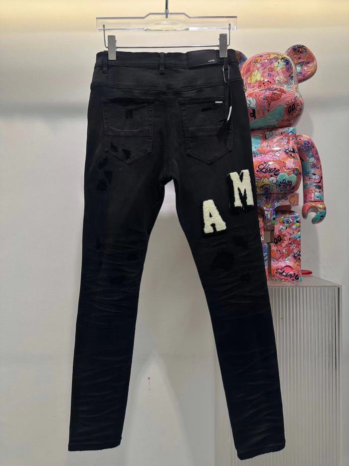 1:1 quality version Colorful Melt Alphabet Embroidered Jeans